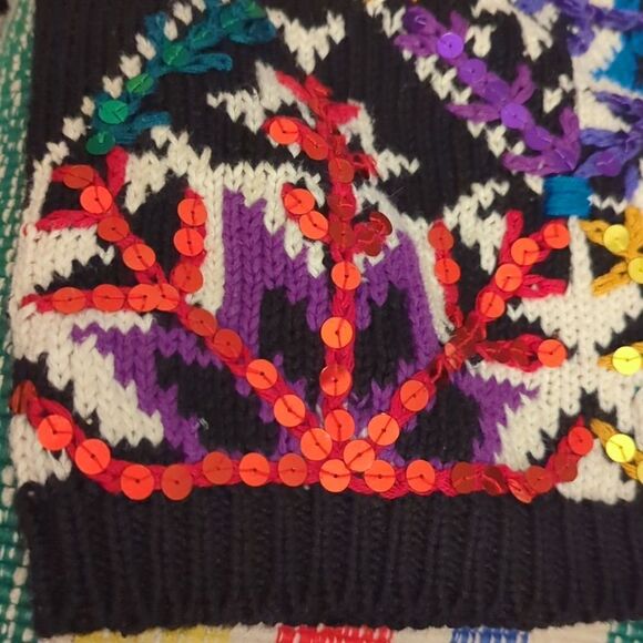 Vintage 90s Debra lubell black knit sweater with sequin snowflakes - Picture 7 of 7